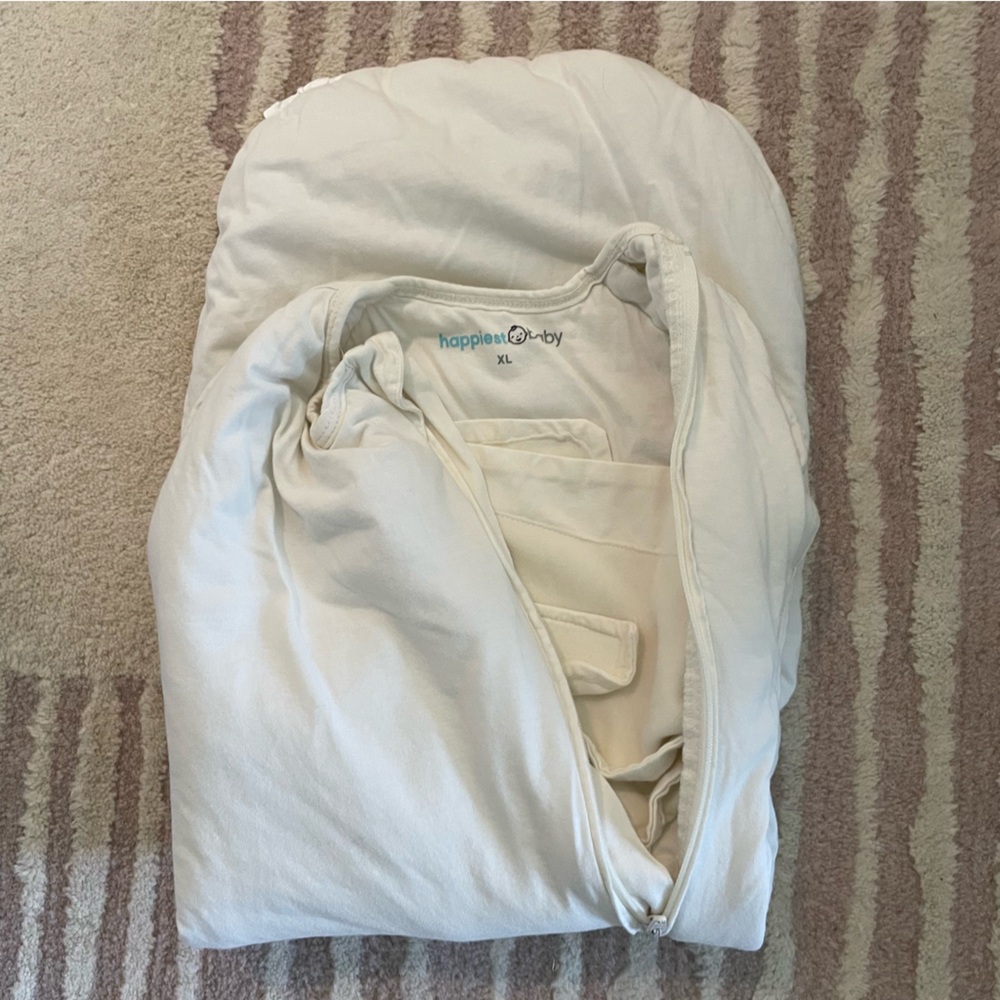 Happiest Baby White Zip Up Velcro Swaddle Sleepsack, Size XL